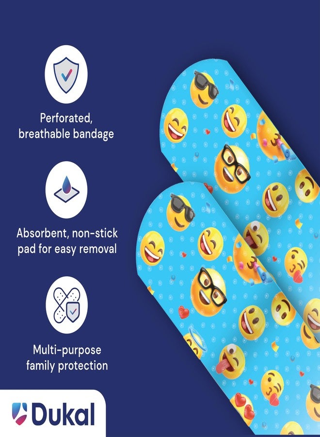 دوكال ضمادة لاصقة بلاستيكية معقمة بتصميم أطفال (إيموجي مرح) 0.75 × 3 بوصة، 1200 ضمادة في العلبة - Image 2